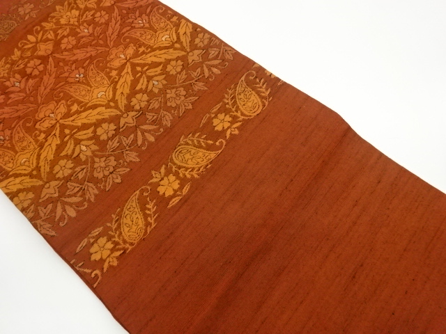 Hand Woven SILK Nagoya Obi with Abstract Flower and Grass Pattern